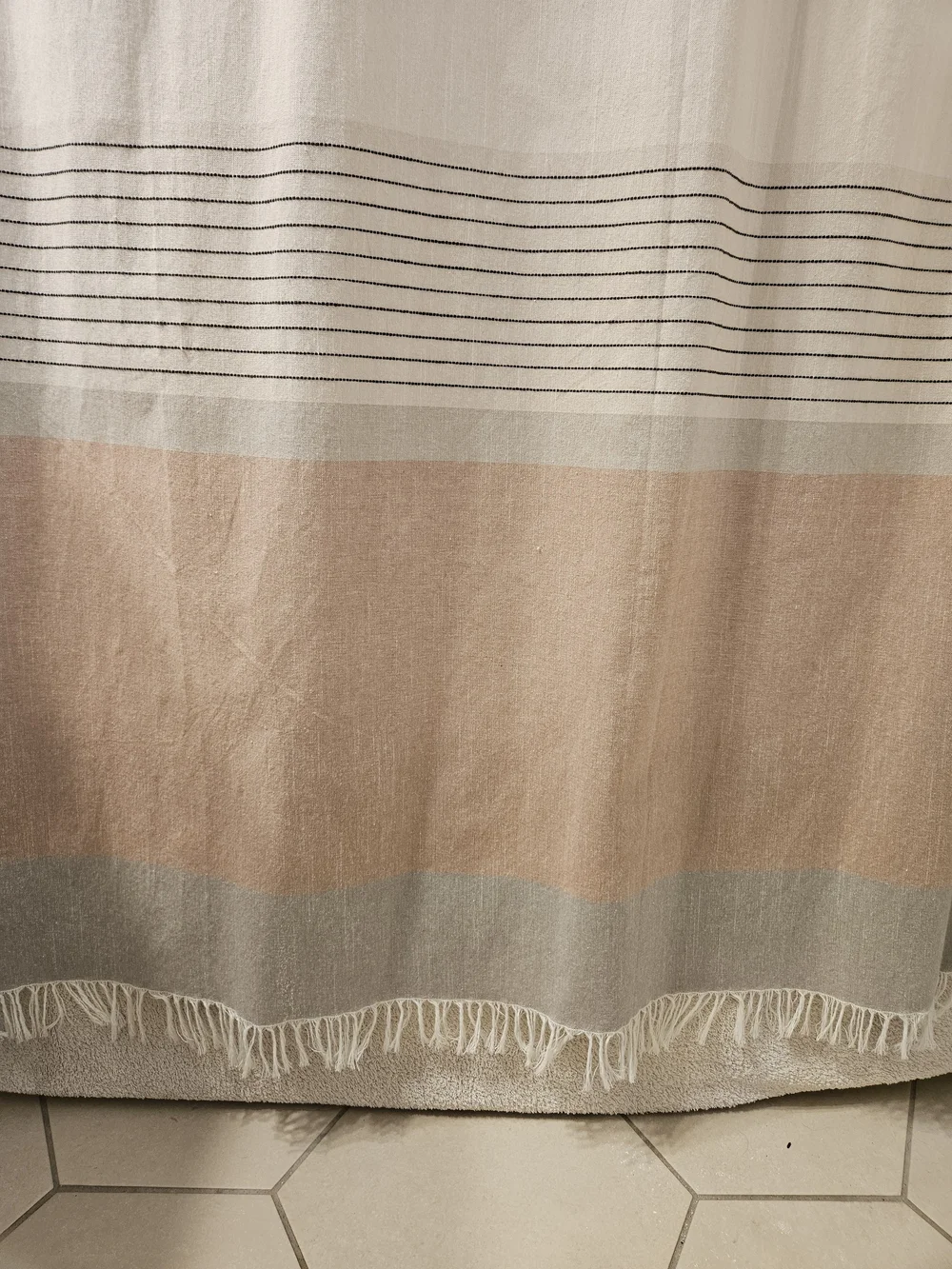 Hearth And Hand Cream and Blush Striped Cotton Shower Curtain